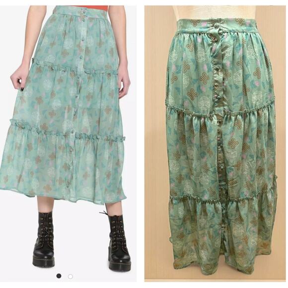 Hot Topic Plus Size 0 (0X size 12) Outlander Tiered Midi Celtic Knots Skirt - Picture 1 of 4